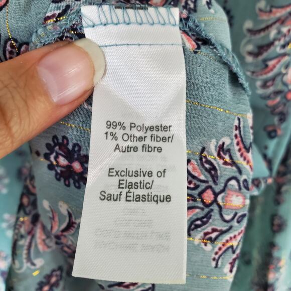 Maurices Womens Lace Up Sheer Boho Metallic Blouse Top Size 2 - Picture 6 of 7